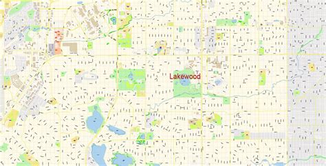 Lakewood Colorado Us Pdf Map Vector Exact State Plan High Detailed