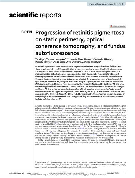 PDF Progression Of Retinitis Pigmentosa On Static Perimetry Optical