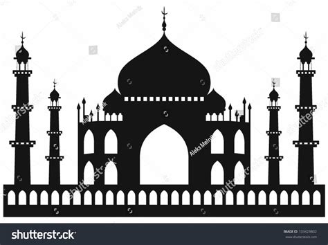 Taj-Mahal Temple Silhouette. Vector - 103423802 : Shutterstock