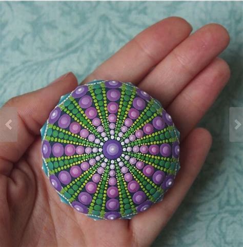 Elspeth Mclean Jewel Drop Mandala Painted Stone Sea Urchin Design