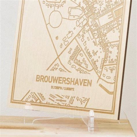 Kaart Brouwershaven Gegraveerde Stadskaart Hood Wood Hout A Bol