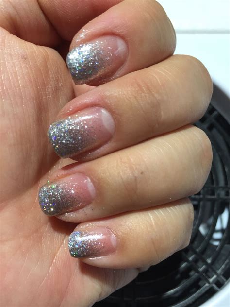 Silver Glitter Ombré Nails Silver Glitter Nails Glitter Ombre Brown