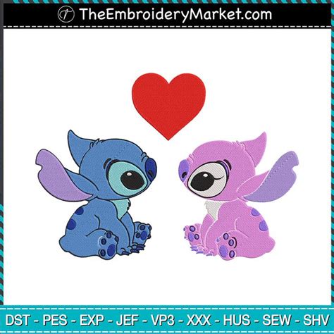 Stitch And Angel Love Embroidery Designs File Stitch Machine