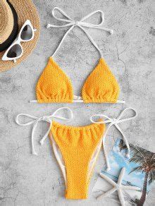 ZAFUL Smocked Tied Micro Loincloth Bikini Swimwear In YELLOW ZAFUL 2026
