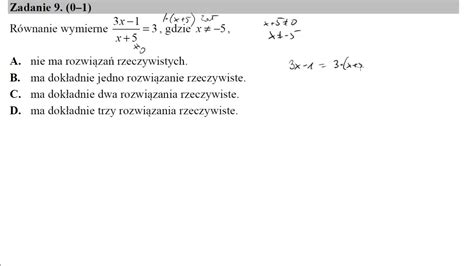 Matura maj 2016 zadanie 9 Równanie wymierne 3x1 x 5 3 gdzie x5