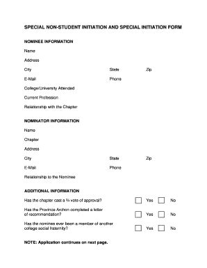 Fillable Online Special Initiation Form The Record Fax Email Print