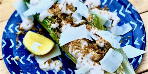 Grilled Romaine With Caesar Dressing And Garlic Breadcrumbs Recipe