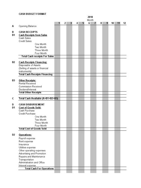 8 Cash Budget Format Pdf Credit Finance And Money Management