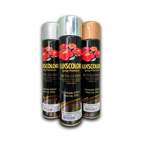 Tinta Spray Lukscolor Metalizada Metais Madeira Cores Spray