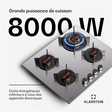 Klarstein Goldflame Table De Cuisson Gaz Feux Acier Inoxydable