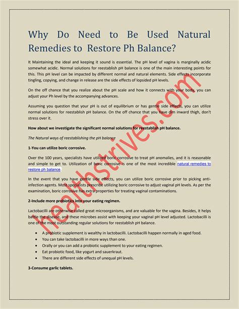 Why Do Need To Be Used Natural Remedies To Restore Ph Balance By