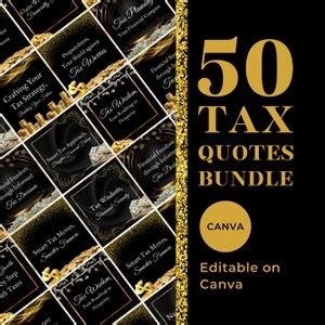 50 Tax Prep Quotes Bundle, Tax Season Quotes Template, Gold & Black Tax Preparer Flyers, Tax ...