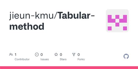 GitHub - jieun-kmu/Tabular-method