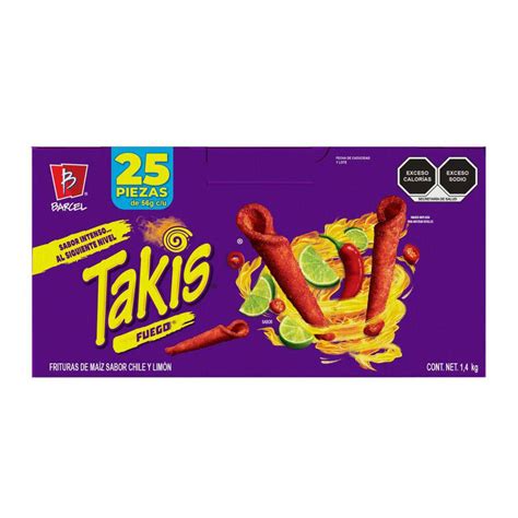 Botana Takis Fuego Con 25 Pzas De De 56 G Cu