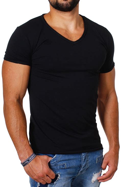 Carisma Herren T Shirt Tiefer V Ausschnitt Einfarbig Slimfit Dehnbare