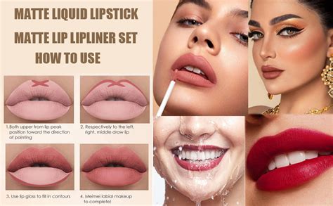 6 Matte Lipstick With 6 Lip Liner Set Non Stick Cup Not