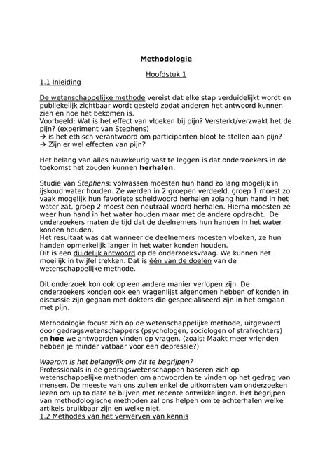 Methodologie Samengevat Methodologie Hoofdstuk 1 1 Inleiding De