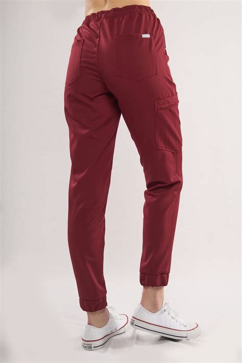 Spodnie Medyczne SLIM FIT Damskie DARK CHERRY Noshi Odzież Medyczna