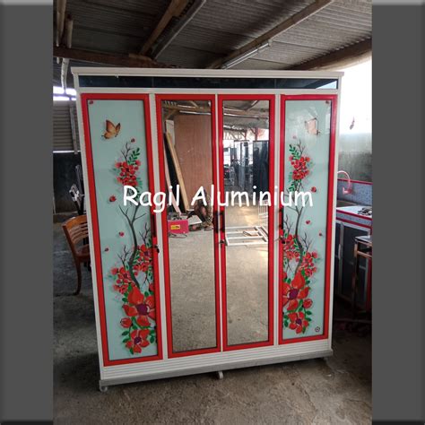 Jual Lemari Pakaian Aluminium 4 Pintu Lemari Kaca Shopee Indonesia