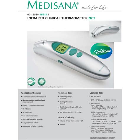 Medisana NCT Infrared Non Contact Multi Functional Thermometer