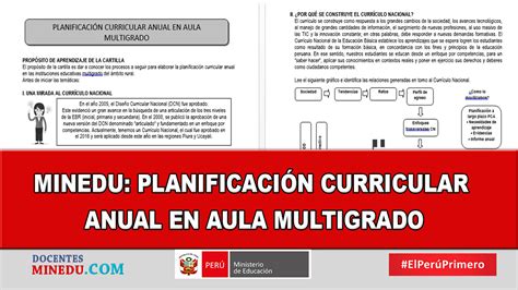 Minedu Planificaci N Curricular Anual En Aula Multigrado