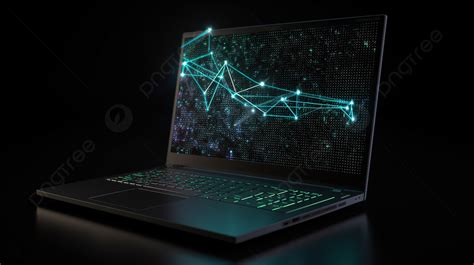 Laptop Dengan Antarmuka Grafis 3d Yang Menyala Laptop Ilustrasi 3d