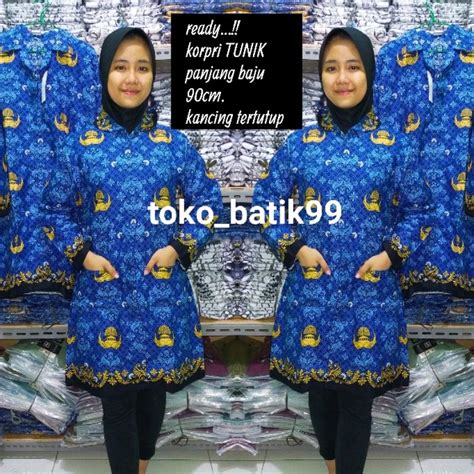 Jual Korpri Tunik Seragam Pns Asn Kerah Hitam Lapis Furing Size S M L