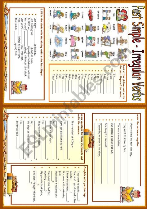 Past Simple Irregular Verbs ESL Worksheet By Vanda51