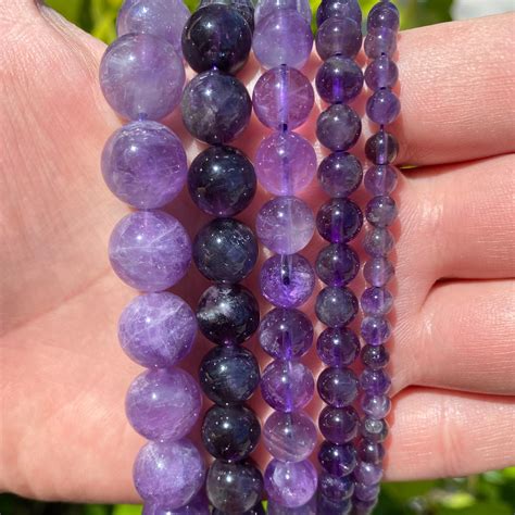 Grade A Natural Purple Amethyst Gemstone Round Beads Sold By 15 Inch