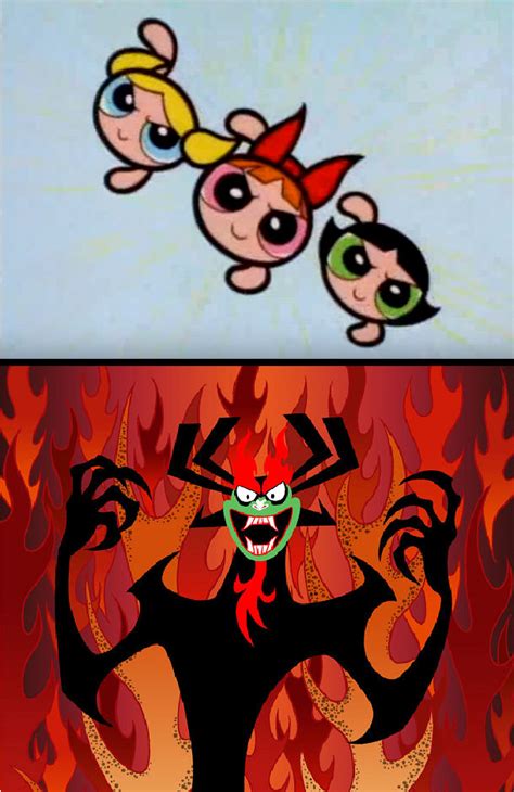 Powerpuff Girls Fighting Against Aku By Beewinter55 On Deviantart