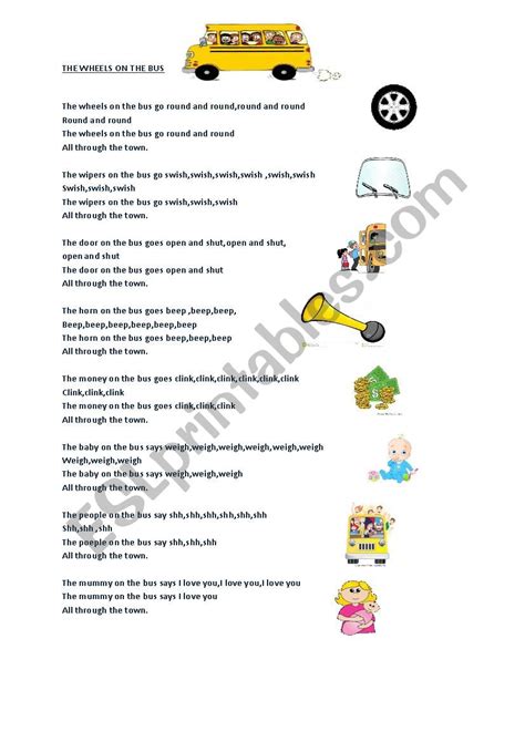 Wheels On The Bus Lyrics Printable | Printable Templates Free