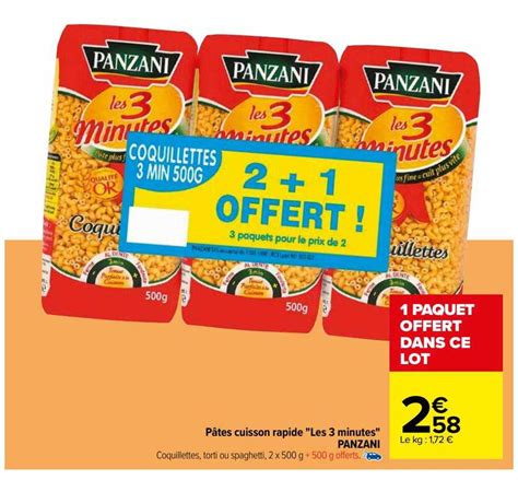 Promo Pâtes Cuisson Rapide les 3 Minutes Panzani chez Carrefour