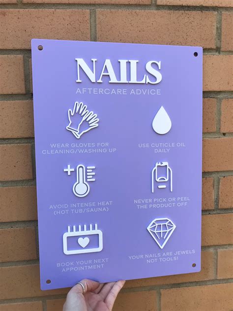 Nail Aftercare Advice Acrylic A3 3d Perspex Wall Sign Beauty Etsy Uk