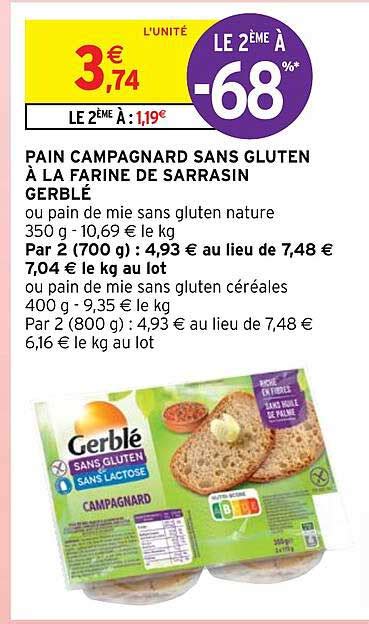 Promo Pain Campagnard Sans Gluten La Farine De Sarrasin Gerbl Chez