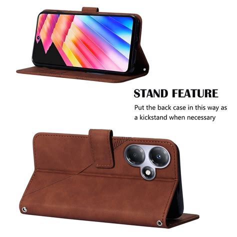 For Infinix Hot Play X Crossbody D Embossed Flip Leather Phone Case Brown Alexnld