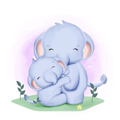 Premium Vector | Mother and baby elephant watercolor