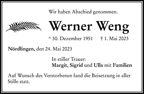 Traueranzeigen Von Werner Weng Augsburger Allgemeine Zeitung