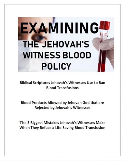 Jehovah’s Witness Blood Transfusion Policy Examined – 4Jehovah