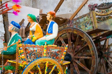 Model Of A Sicilian Cart Inside The Workshop Of Folkloric Craftsmanship