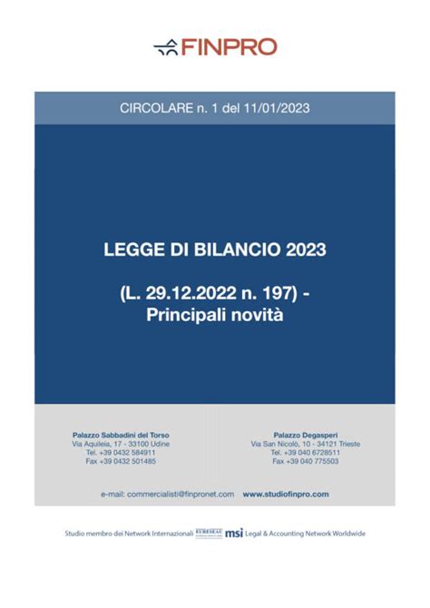 Circolare N Del Legge Di Bilancio L