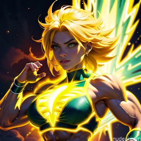 Nude Ai Image For Busty Muscular Abs Super Saiyan Superhero Bodybuilder