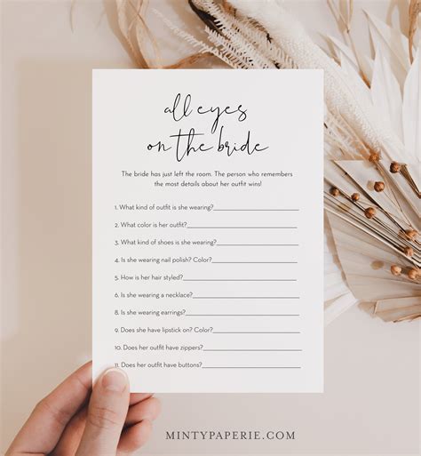 All Eyes On The Bride Game Minimalist Bridal Shower Game Guess The