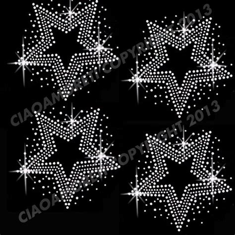 Set Of Stars Clear Rhinestone Stars Iron On Transfer Buy Etsy