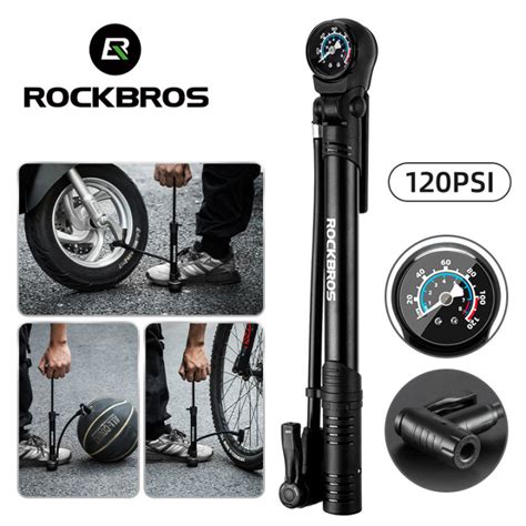 Rockbros Bike Portable Pump With Gauge For Mtb Road Bike Aluminum Alloy