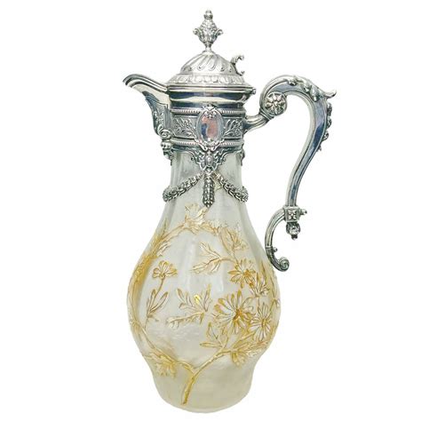 Art Nouveau Bruckmann And Sohne German Silver Cameo Glass Claret Jug Clyde On 4th Antiques