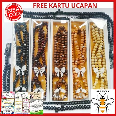 Jual Souvenir Pernikahan Tasbih Butir Kemasan Mika Free Kartu Ucapan