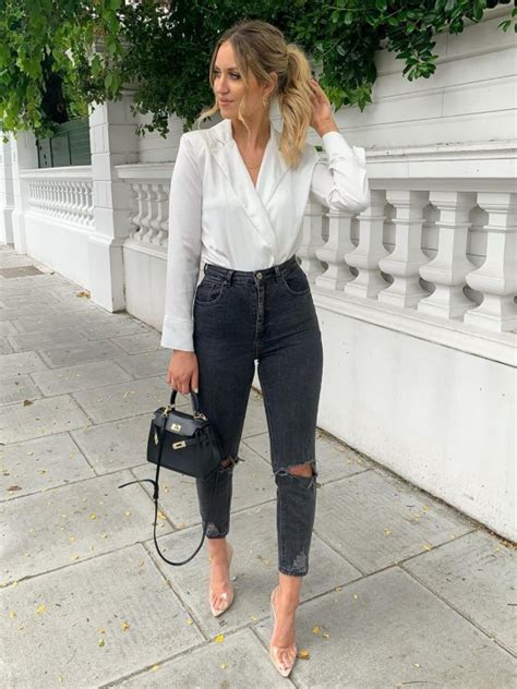 Outfits Elegantes Con Jeans Negros Casuales Y Para La Oficina Actitudfem