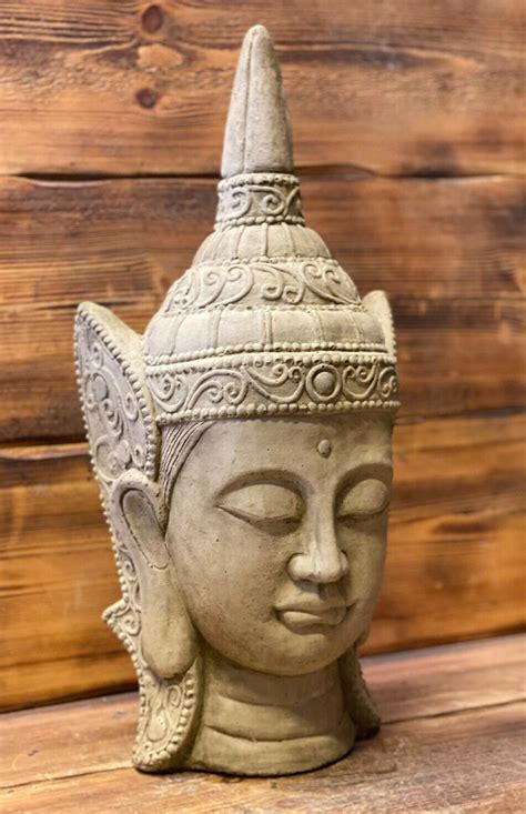 Stone Garden Extra Large Buddha Head Statue Detailed Ornament Etsy