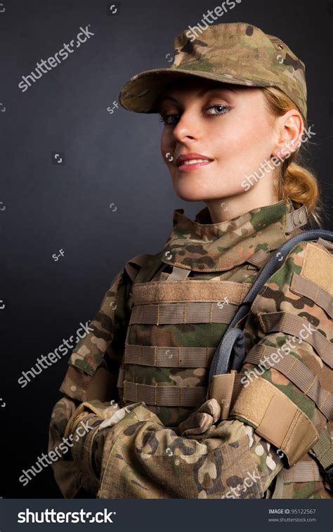 Beautiful Army Girl Isolated On White Stock Photo 95122567 Shutterstock