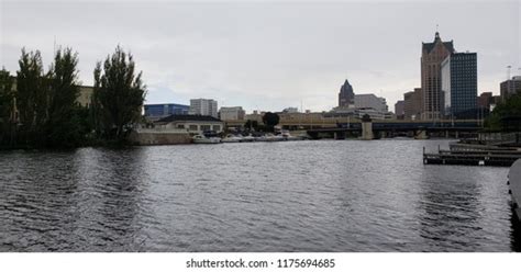 downtown milwaukee riverwalk stock photo  shutterstock